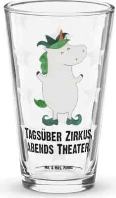Produktbild von Mr. & Mrs. Panda Cocktailglas Einhorn Joker - Transparent - Geschenk, Unicorn, Einhörner, Wasserglas, Hofnarr, Longdrinkglas, Gaukler, Tumbler, Bierglas, Glas