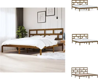 Produktbild von vidaXL Massivholzbett Honigbraun Kiefer 200x200 cm -  Betten & Bettgestelle