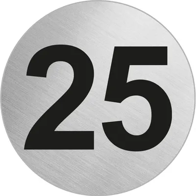 Produktbild von Türnummer Zimmernummer aus Edelstahl "25" Ø 60 mm selbstklebend