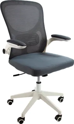 Obrázok produktu pre IdePar - Kancelárska stolička APA Tmavosivá/biela konštrukcia - Ergonomická stolička - Stolička s 90° sklopnými podrúčkami - Bedrová opierka