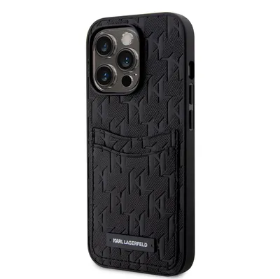 Produktbild von Karl Lagerfeld Saffiano Monogram Card Slot Case für iPhone 13 Pro schwarz