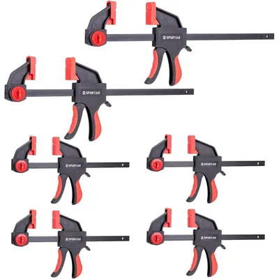 Produktbild von Einhandzwingen Set 6 Stück 150mm & 300mm Schwerlastklammern Spreizer für Holzbearbeitung DIY