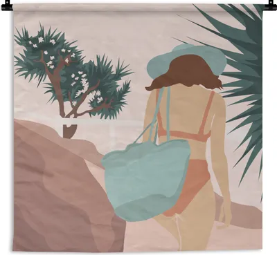 Produktbild von MuchoWow® Wandteppich Wandbehang Sommer - Frauen - Kleidung 150x150 cm Tapisserie Dekoration Wandtuch - Wohnaccessoires - Modernes