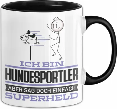 Produktbild von Hundesportler Geschenk Tasse Ich Bin Hundesportler Aber Sag Doch Einfach Superheld Lustige Geschenkdiee für Hundesportler Kaffee-Becher (Schwarz)