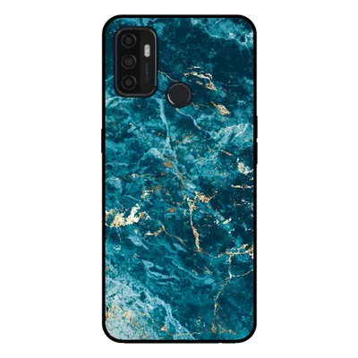 Image de Smartphonica Coque pour OPPO A32 / A53 / A53s avec impression marbre - Coque arrière TPU design marbre - Bleu