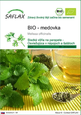 Obrázok produktu pre SAFLAX - BIO - medovka - Melissa officinalis - 1000 Semená