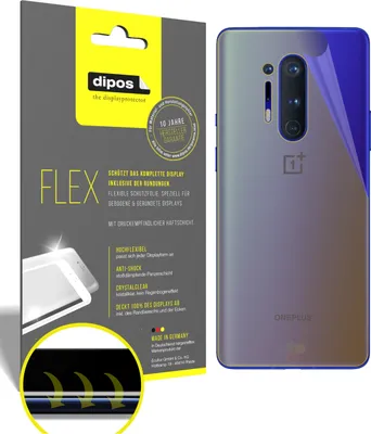 Produktbild von 3x Schutzfolie für OnePlus 8 Pro Rückseite Folie, 100% Displayabdeckung, dipos Flex