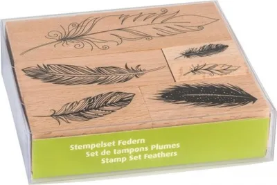 Produktbild von HEYDA 204888685 Stempel-Set Federn 12 x 10 x 3 cm Holz