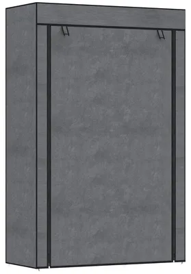 Obrázok produktu pre Skriňa na oblečenie s 6 poličkami a tyčou na vešanie | Farba: Sivá | Rozmery: 43 x 103 x 162,5 cm