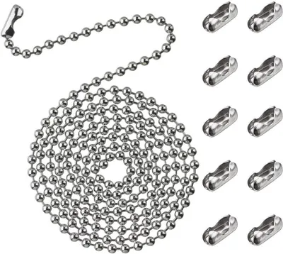 Immagine prodotto di Catena a maglie in acciaio inossidabile, lunghezza 2 metri, larghezza 4,5 mm, con 10 ganci a scatto, ideale per la creazione di gioielli fai-da-te