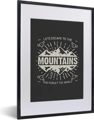 Produktbild von MuchoWow® MuchoWow® Gerahmtes Poster Jahrgang - Berg - Grau 30x40 cm - Poster mit zchwarzem Bilderrahmen - Wandposter Schlafzimmer