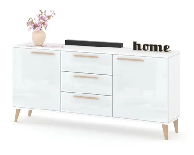 Produktbild von Kommode mit Schubladen Fernsehschrank HANA 3S Weiß Matt/Weiß Hochglanz 150cm