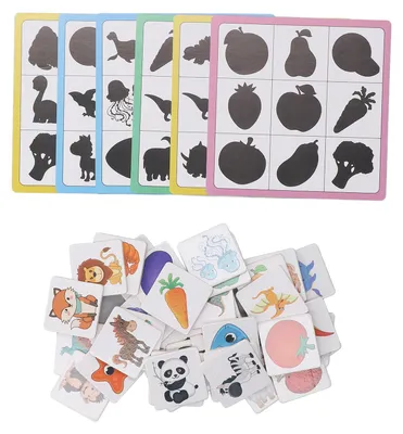 Produktbild von Schatten-Matching-Karten, Holzblöcke, Tier- und Fruchtform, Paarungsspiel, pädagogisches Speicherkartenspielzeug für Kleinkinder im Alter von 2 bis 4