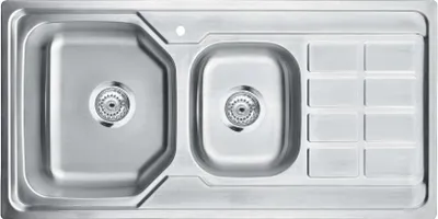 Produktbild von Preero-100x50 Küchenspüle Edelstahl 304, Materialstärke 0,8mm, 2 Becken, Spülbecken, Einbauspüle