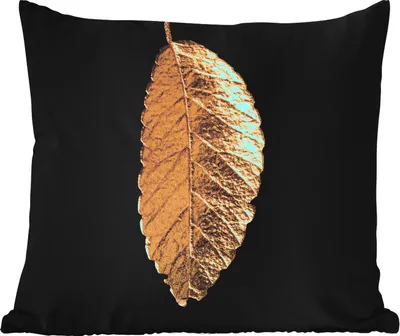 Produktbild von MuchoWow® Outdoor Kissen - Blätter - Schwarz - Gold - Luxus - Natur - 45x45 cm - Wetterfest - Lounge Kissen - Fotokissen - Dekoratives Kissen