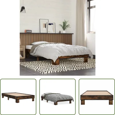 Produktbild von The Living Store Bettgestell Räuchereiche 75x190 cm Holzwerkstoff und Metall