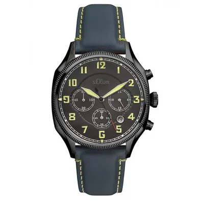 Produktbild von s.Oliver Herren Uhr Chrono Armbanduhr Leder SO-3181-LC