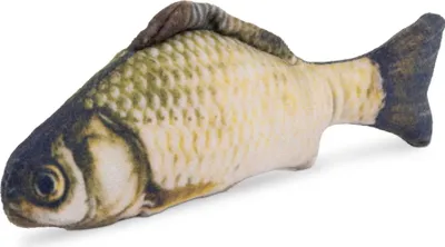 Obrázek produktu pro Plyšový kapr pro kočky - 20 cm velká hračka s realistickým vzhledem a měkkým materiálem
