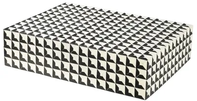Produktbild von Casa Padrino Designer Schmuckkasten mit Deckel Schwarz / Weiß 40 x 30 x H. 10 cm - Schmuckschatulle - Aufbewahrungsbox - Luxus Qualität