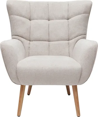 Produktbild von Miliboo - Sessel im gemustertem Samtdesign beige Holzfüße AVERY