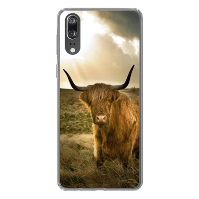 Produktbild von MuchoWow® Handyhülle Schutzhülle Hülle für Huawei P20 Schottischer Hochländer - Sonne - Tiere Silikon Softcase Handy Hülle - Hardcover
