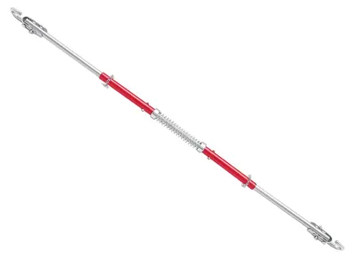 Obrázek produktu pro Tažná tyč pro auto a přívěs - ocelová, nosnost 3 tuny - délka 1,85 m - s tlumičem - průměr trubky 3,3 cm - červená, stříbrná