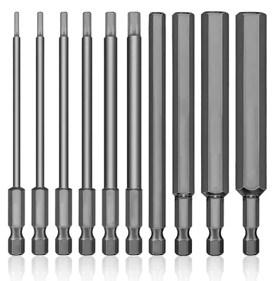Produktbild von Innensechskant-Bits 10 Stück, 100 mm, H1,5 bis H12, S2-Stahl, magnetisch