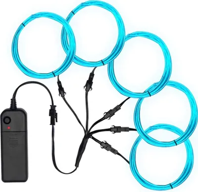 Produktbild von 5*1m EL Kabel Neon Lichtschnur Leuchtschnur LED Licht Glühen Leuchtdraht Halloween Eisblau