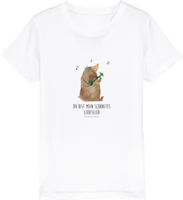 Produktbild von Mr. & Mrs. Panda Kleinkinder T-Shirt Bär Lied 12-14 Jahre (152/164) - Weiß - Geschenk, Kinder Bio, Herz, Valentinstag, Mädchen, Frau, Kindershirt, Spruch, Teddy, Teenager