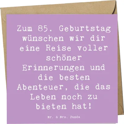 Produktbild von Mr. & Mrs. Panda Grußkarte Spruch 85. Geburtstag - Lavendeltraum - Geschenk, Weisheit, Happy Birthday, unvergessliche Momente, doppelkarte, Alter, anlasskarte, Klappkarte