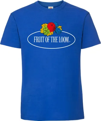 Produktbild von Fruit of the Loom Ringspun Premium T-Shirt mit Vintage-Logo auf der Brust Farbe: royal - Vintage-Logo groß Größe: S
