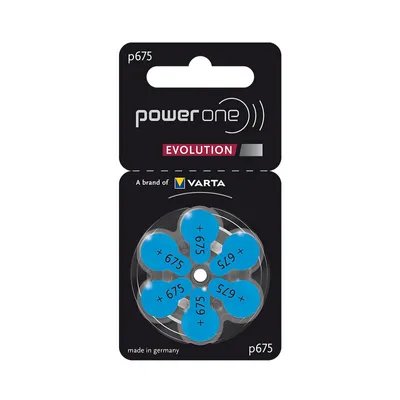 Obrázek produktu pro Baterie pro naslouchátka PowerOne Evolution velikosti 675 1,45 V Zinc Air se zvýšenou životností baterie