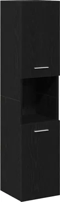 Image de Armoire de salle de bain vidaXL avec porte, aspect chêne noir, 30 x 30 x 130 cm