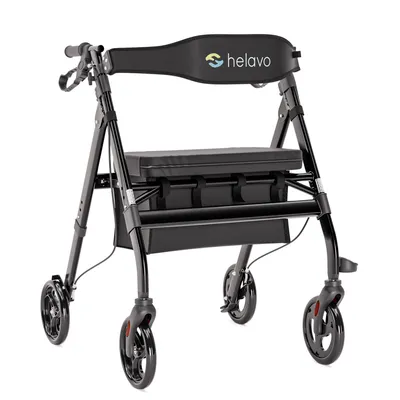 Produktbild von Helavo XXL Rollator extra breit, faltbarer, mit höhenverstellbarem Sitz, bis 226 kg