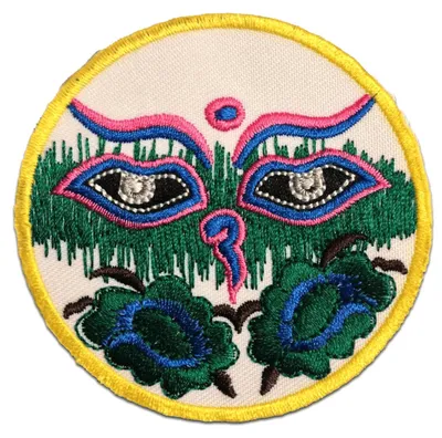 Produktbild von Om Symbol Spirituell Hindu Meditation - Aufnäher, Bügelbild, Aufbügler, Applikationen, Patches, Flicken, Zum Aufbügeln, Größe: Ø 7 cm