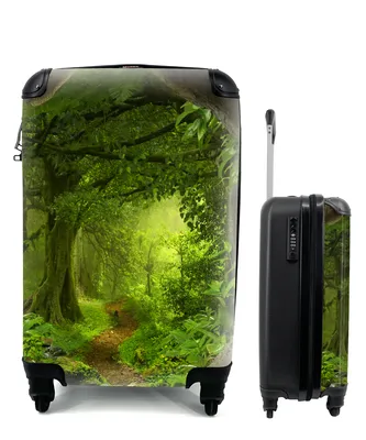 Produktbild von MuchoWow® Koffer Handgepäck Trolley Rollkoffer Kleine Reisekoffer mit 4 Rollen - Dschungel - Grün - Natur - Tropisch - Pflanzen - Cabin Size < 55x40x23 cm & 55x40x20 cm - Fotokoffer - Kabinenkoffer - Boardgepäck - Reise-Box - Reisekoffer - Reisegepäck - Koffer mit Bild - Trolley für Kinder