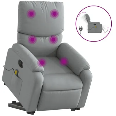 Produktbild von Elektrischer Massagesessel mit Aufstehhilfe Hellgrau Stoff