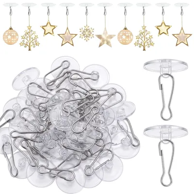 50 transparente selbstklebende Decken-Haken, 20 mm, mit Clips