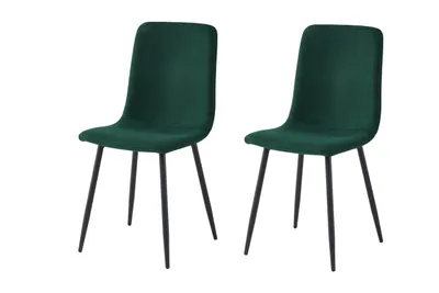 Produktbild von Hela Tische, 2er Set Esszimmerstuhl Leipzig, Bezug Cordoptik Grün, Rundrohr Gestell Schwarz, gepolsterte Sitzschale und Lehne, 120kg belastbar