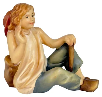 Krippenfigur Junge aus Holz, handbemalt, 7 cm