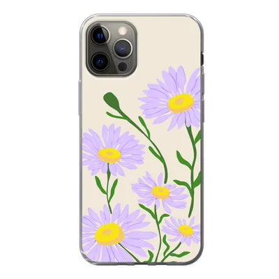 Produktbild von MuchoWow® Handyhülle Schutzhülle Hülle für iPhone 12 Pro Blume - Lila - Minimalismus Silikon Softcase Handy Hülle - Abdeckung - Geburtstag Teenager