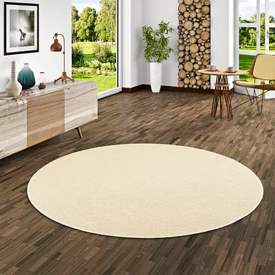 Produktbild von Teppich Bentzon Flachgewebe Beige Rund, Größe:400 cm Rund