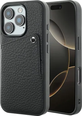 Productafbeelding van Selencia Riva Backcover met Pashouder voor de Apple iPhone 16 Pro - Zwart