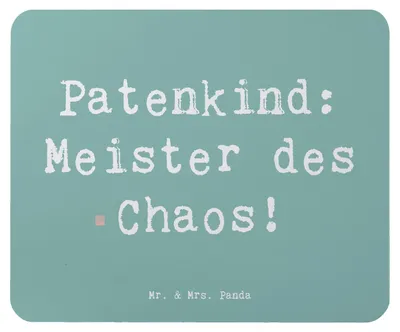 Produktbild von Mr. & Mrs. Panda Mousepad Spruch Patenkind Chaosmeister - Meeresbrise - Geschenk, Fürsorge, Weihnachten, Jubiläen, Mouse Pad, mousematte, Familie, laptop mauspad, Humor