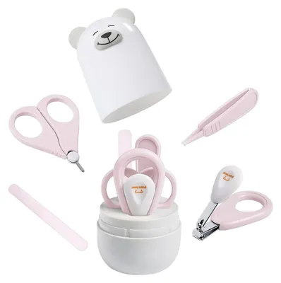 Zdjęcie produktu dla Zestaw do pielęgnacji paznokci dla niemowląt, w tym obcinaczki, w etui, zestaw do manicure i pedicure dla noworodków, kolor: różowy