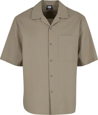 Produktbild von Urban Classics - Relax Seersucker Kurzarm Hemd oliv - L