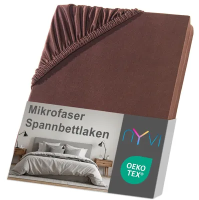 Produktbild von NYVI Spannbettlaken DreamScience Mikrofaser 180 - 200x220 cm braun für Boxspringbetten bis 32 cm - Weich & Anschmiegsam, Rundumgummizug, Bügelfrei