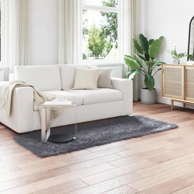 Produktbild von vidaXL Teppich aus Kunstschaffell TAFALLA Anthrazit 80 x 200 cm