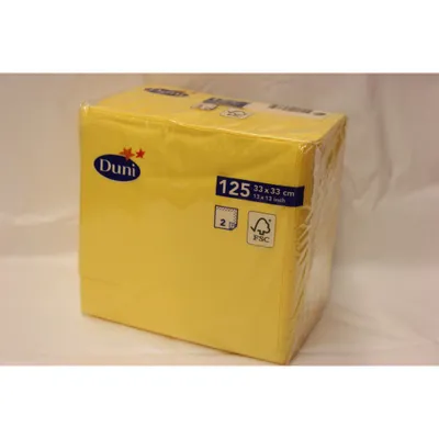 Produktbild von Duni Servietten (Tissue), gelb, 2 lagig, 33 x 33cm, 125 Stck.