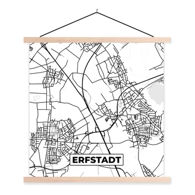 Produktbild von MuchoWow® Textilposter Erfstadt - Karte - Stadtplan 40x40 cm mit holzfarbenen Rahmen - Posterleiste
